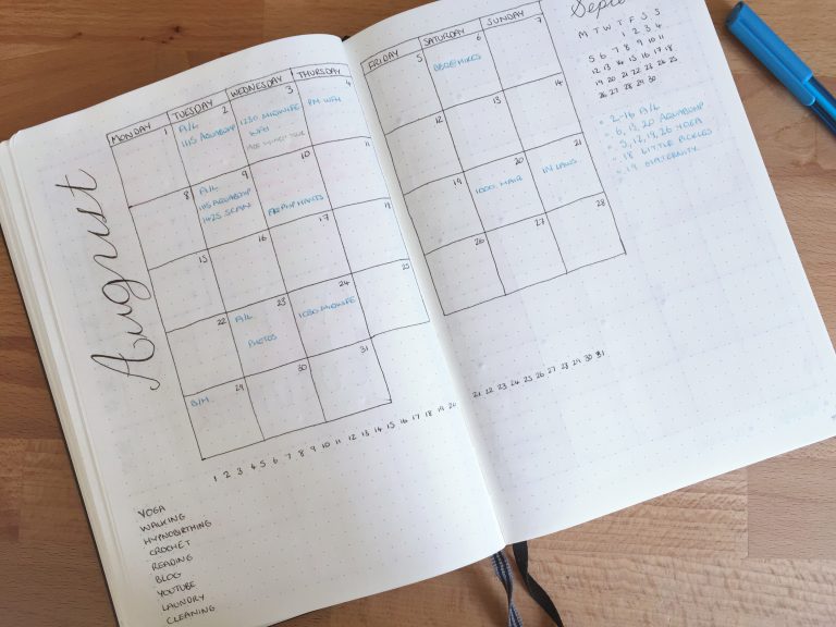 August Bullet Journal Setup - Hello Deborah